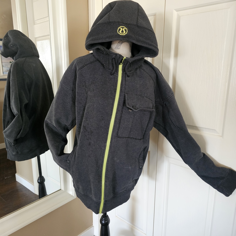 Black Hoodie with Green Zipper